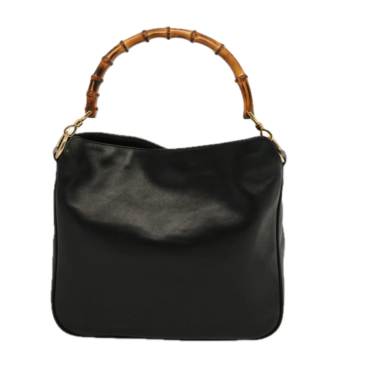 GUCCI Bamboo Shoulder Bag Leather 2way Black 001 1638 2123 75603