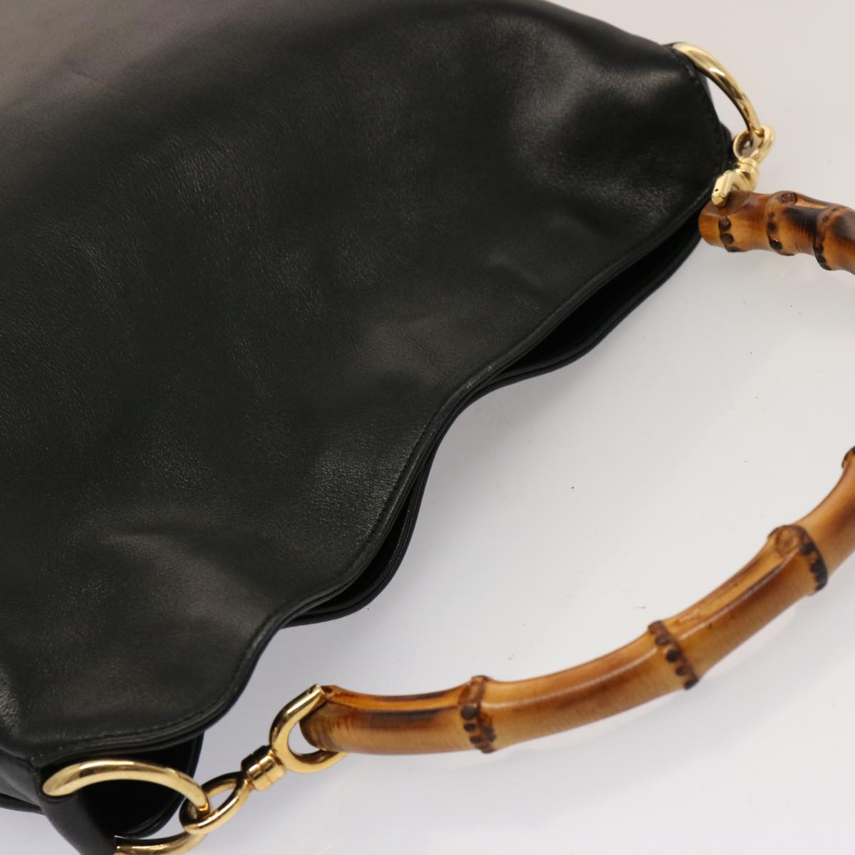 GUCCI Bamboo Shoulder Bag Leather 2way Black 001 1638 2123 75603