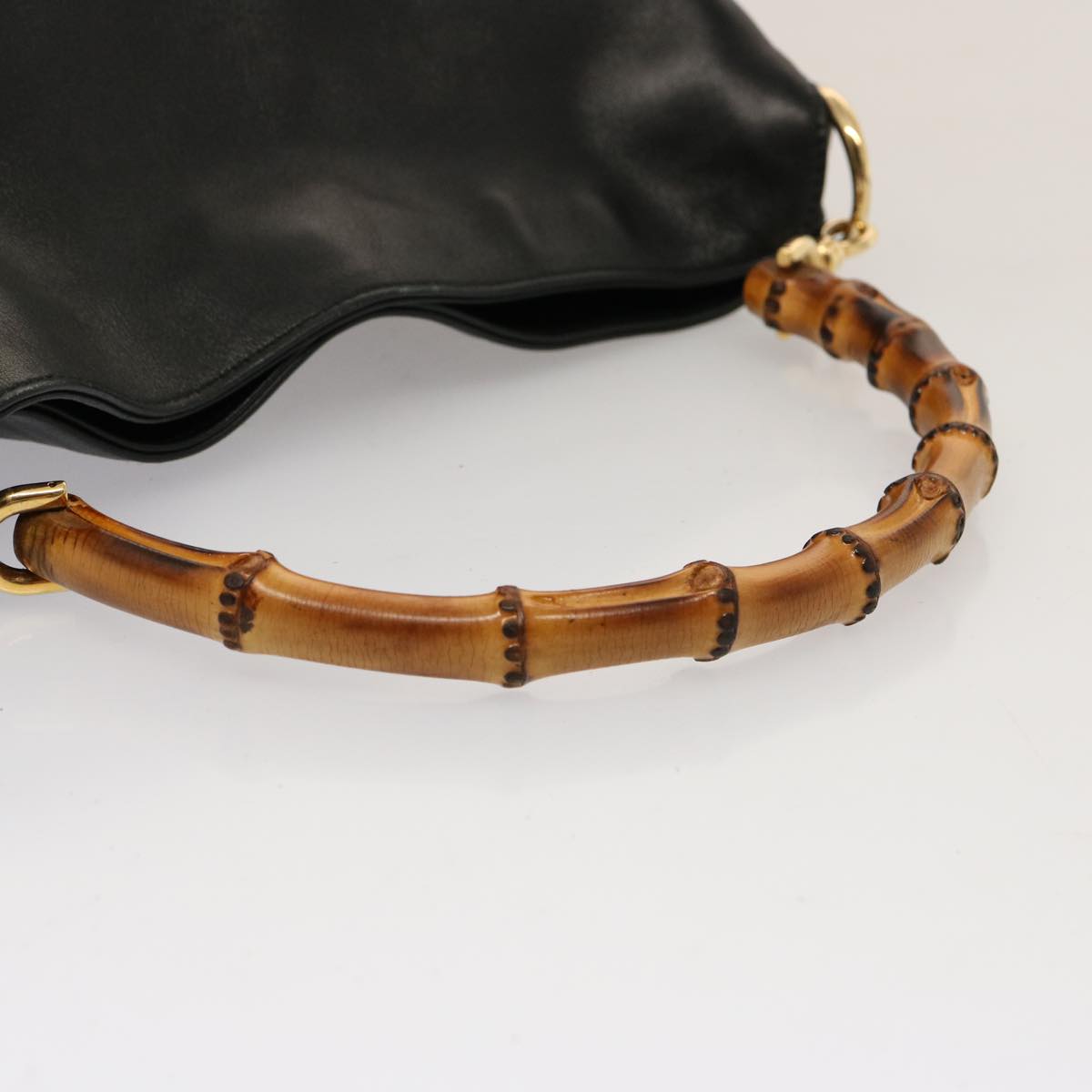 GUCCI Bamboo Shoulder Bag Leather 2way Black 001 1638 2123 75603