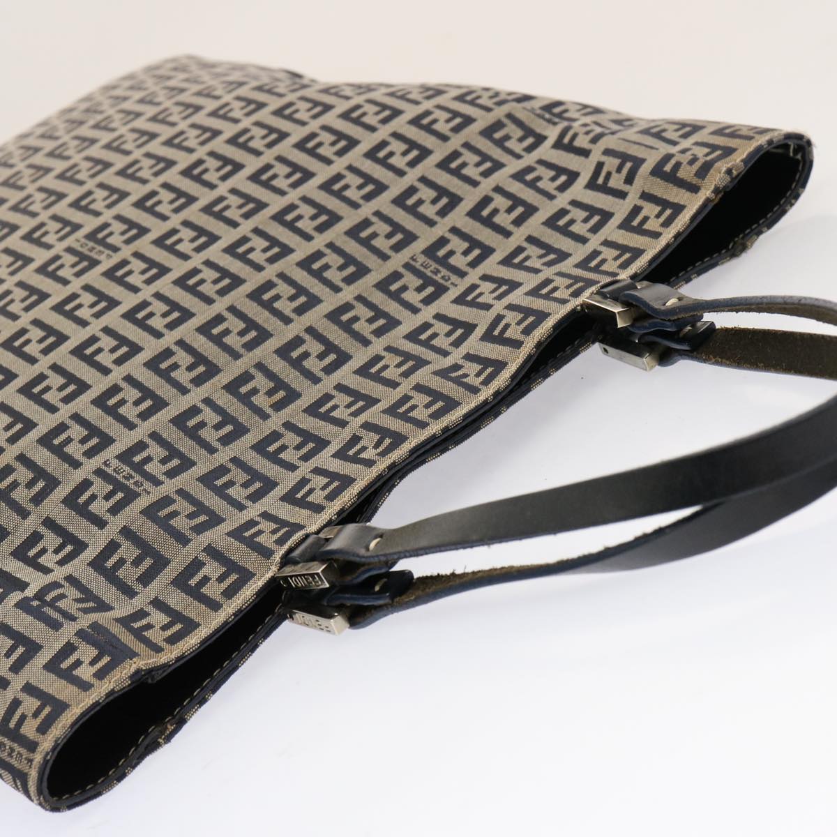 FENDI Zucchino Canvas Tote Bag Navy 75609