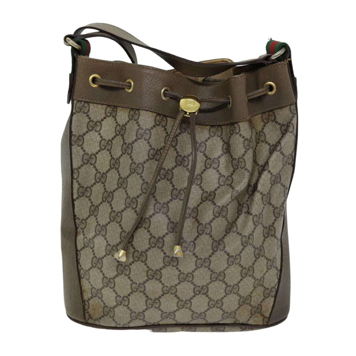 GUCCI Web Sherry Line GG Supreme Shoulder Bag Beige Red 41 02 034 75621