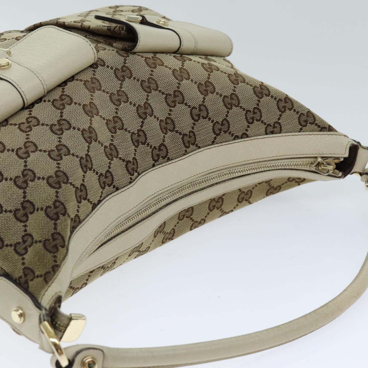 GUCCI GG Canvas Shoulder Bag Beige 153025 75622