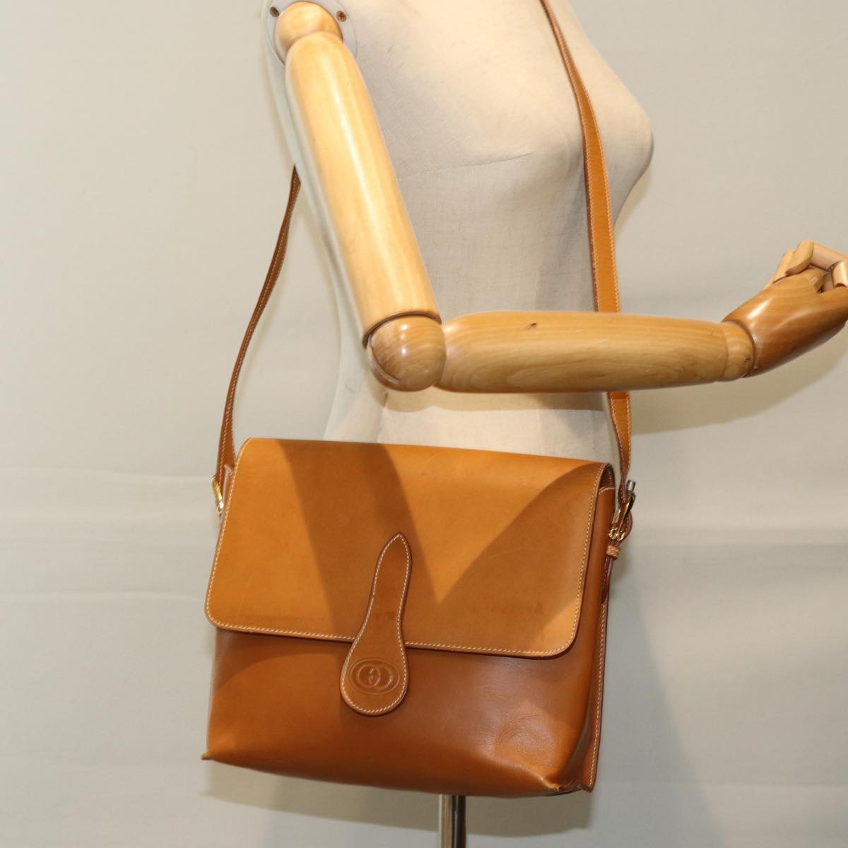 GUCCI Shoulder Bag Leather Brown 75672