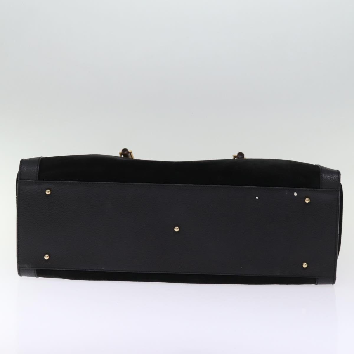 GUCCI Bamboo Tote Bag Suede Black 002 1186 0259 75677
