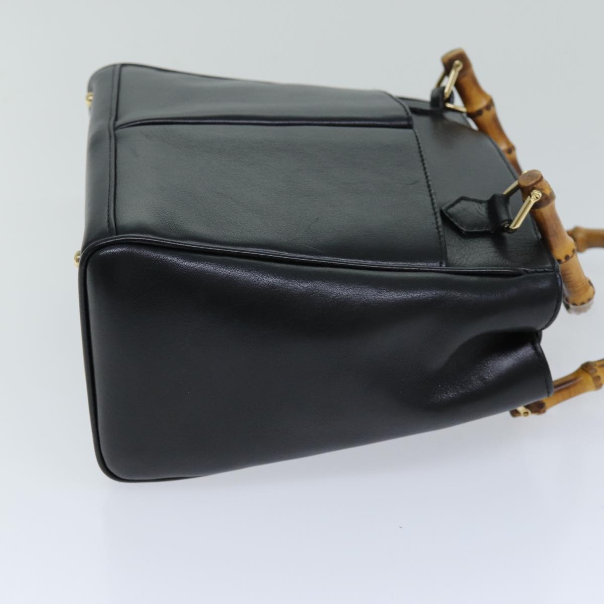 GUCCI Bamboo Hand Bag Leather 2way Black 000 2122 0316 75691