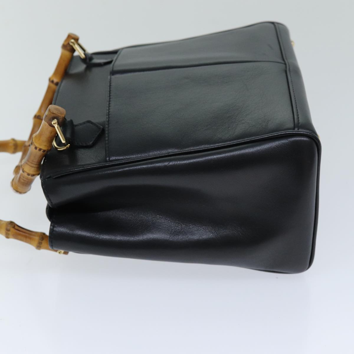 GUCCI Bamboo Hand Bag Leather 2way Black 000 2122 0316 75691