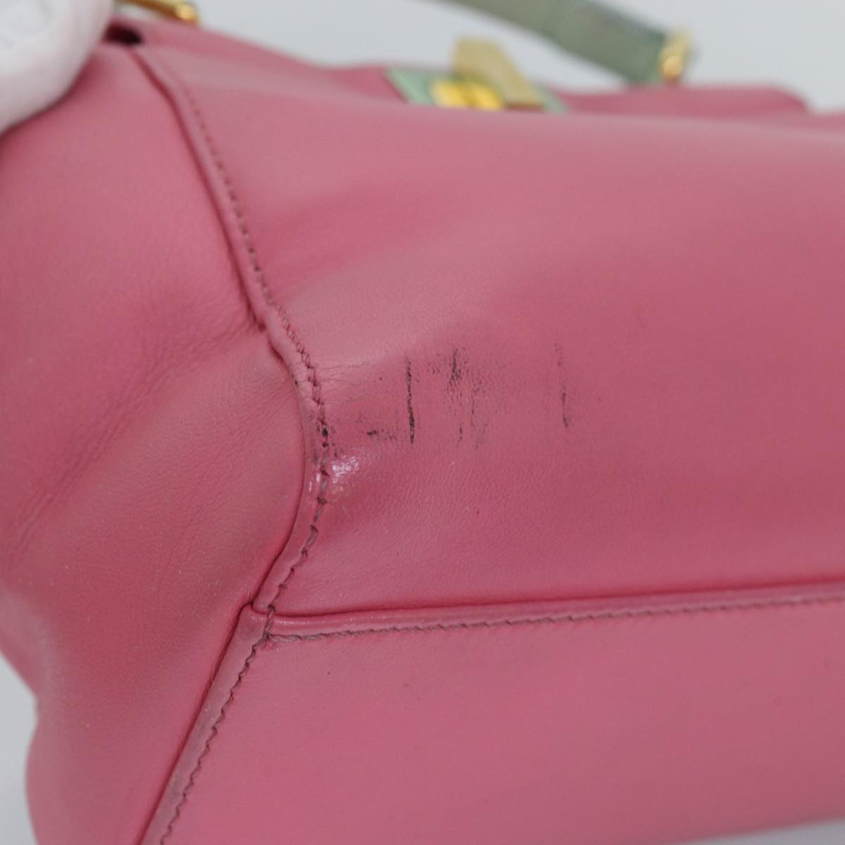 FENDI Mini Peek A Boo Hand Bag Leather 2way Pink 75805