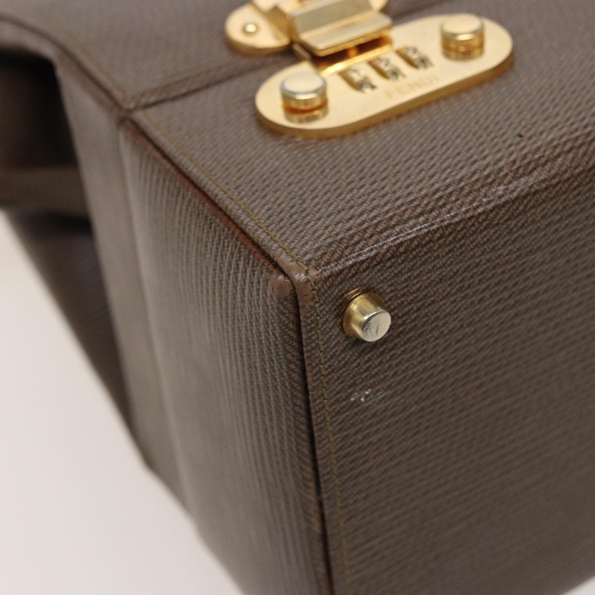 FENDI Hand Bag Leather 2way Brown 75819