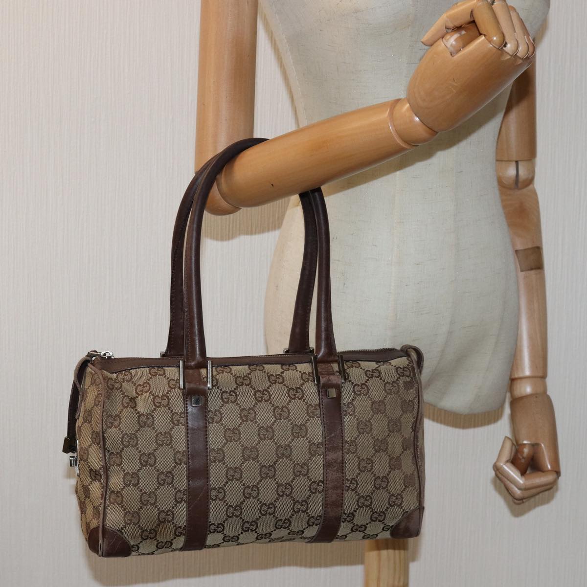 GUCCI GG Canvas Hand Bag Beige 30458 75831