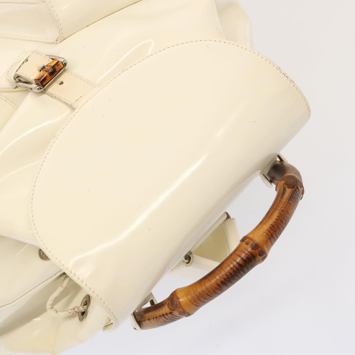 GUCCI Bamboo Backpack Patent leather White 003 2058 0016 5 75834