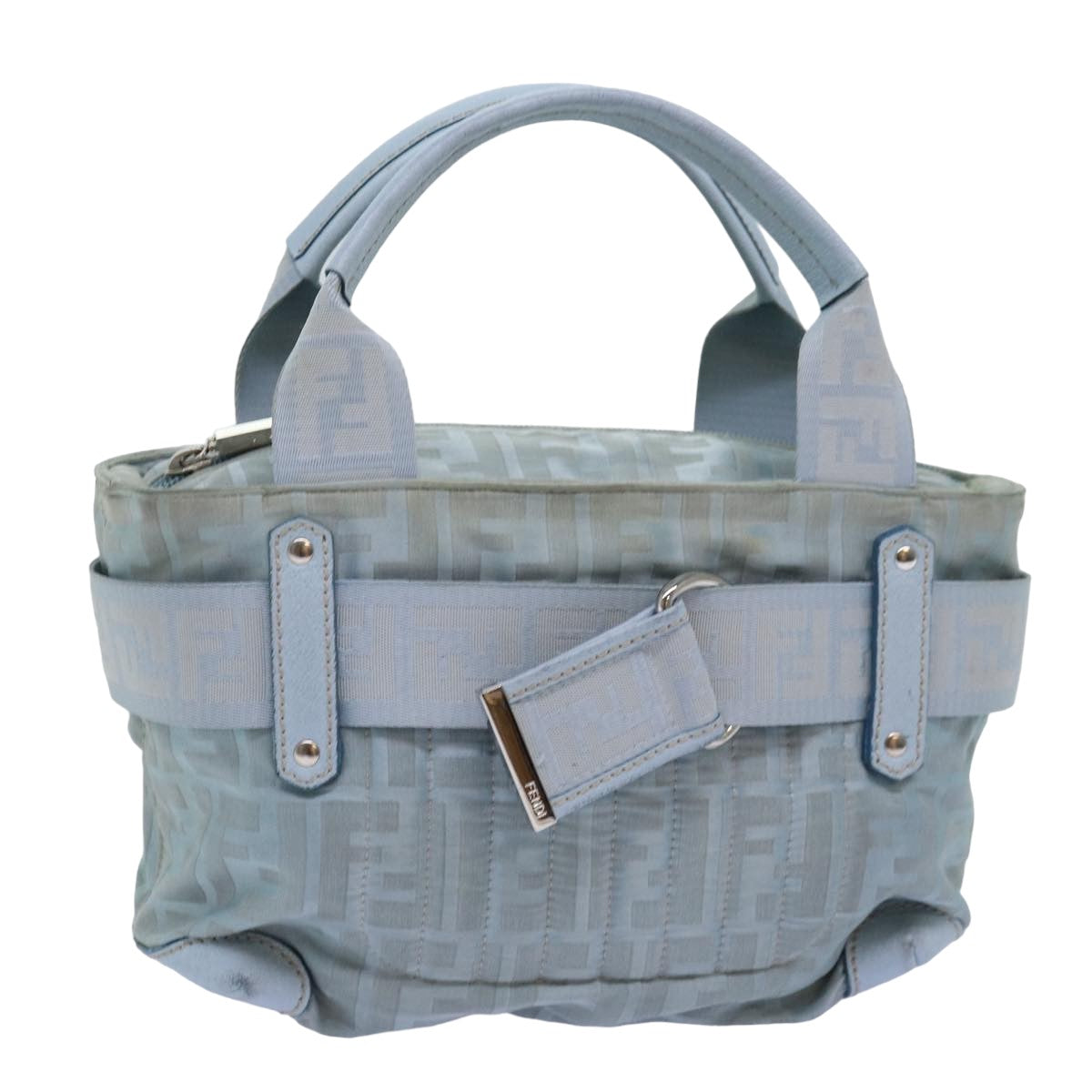 FENDI Zucca Canvas Hand Bag Light Blue 75894