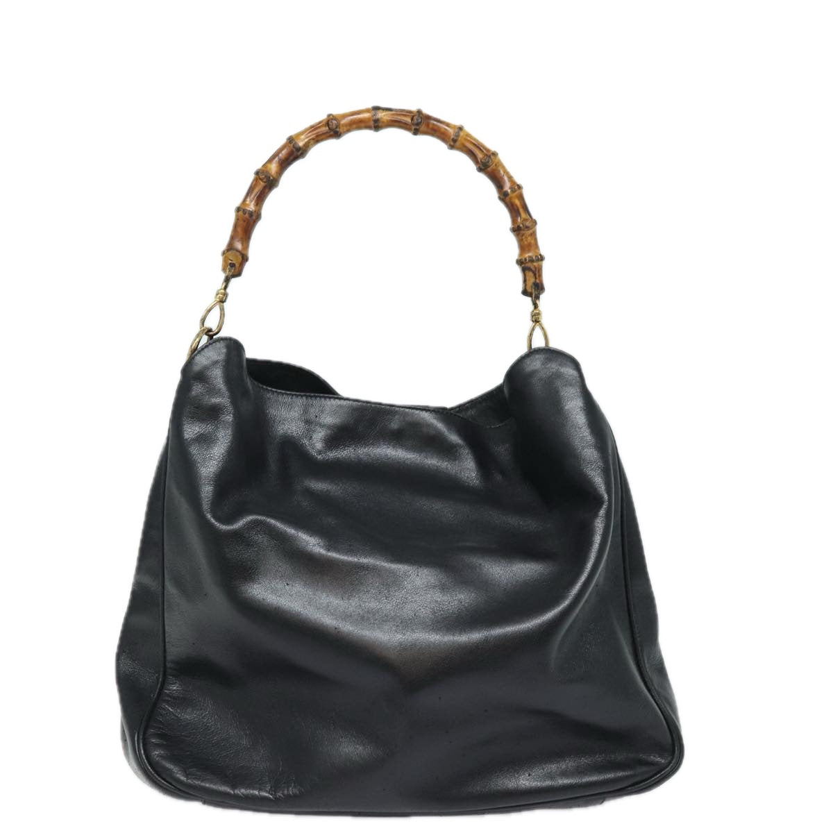 GUCCI Bamboo Shoulder Bag Leather Black 001 1998 1577 75956