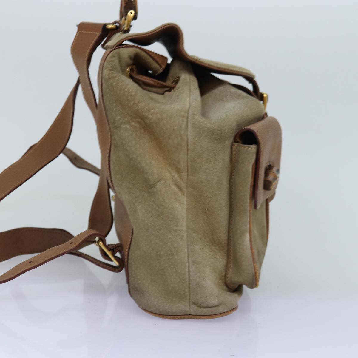 GUCCI Bamboo Backpack Suede Beige 003 2058 0016 75961