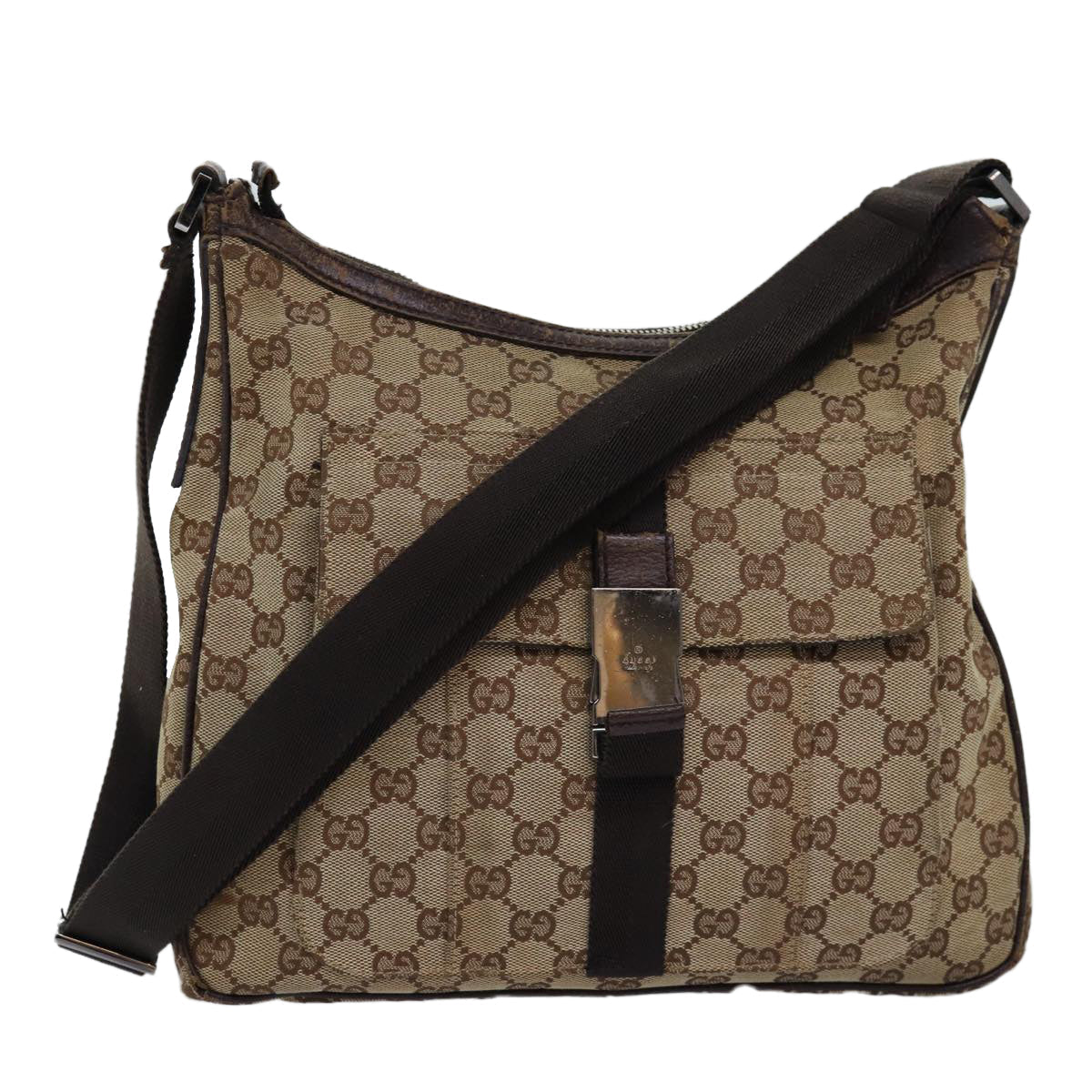 GUCCI GG Canvas Shoulder Bag Beige 131211 75979
