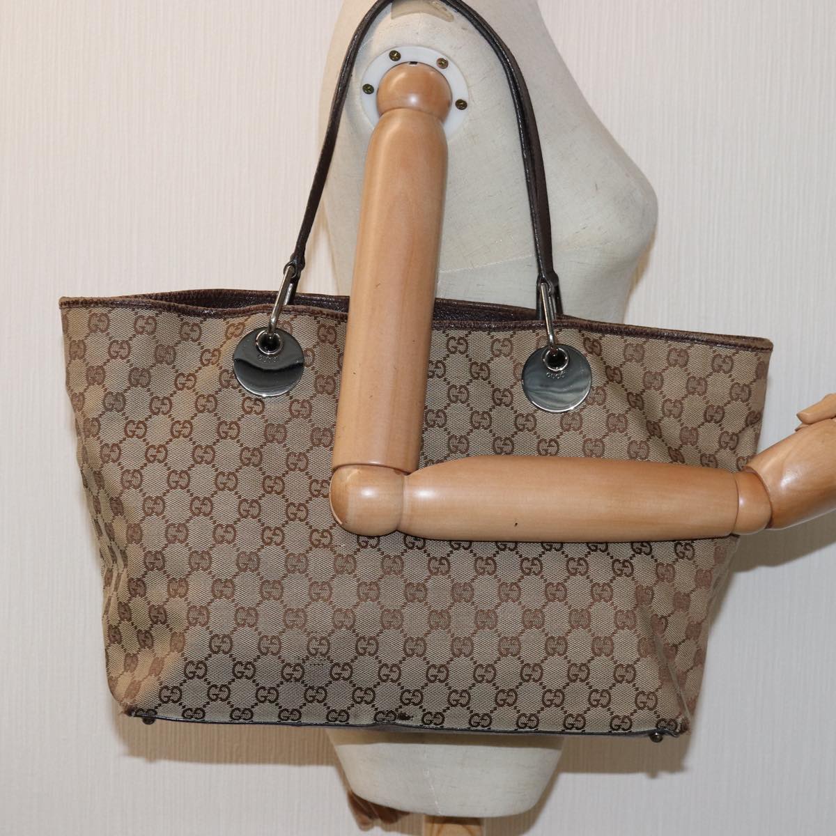 GUCCI GG Canvas Tote Bag Beige 120838 75980