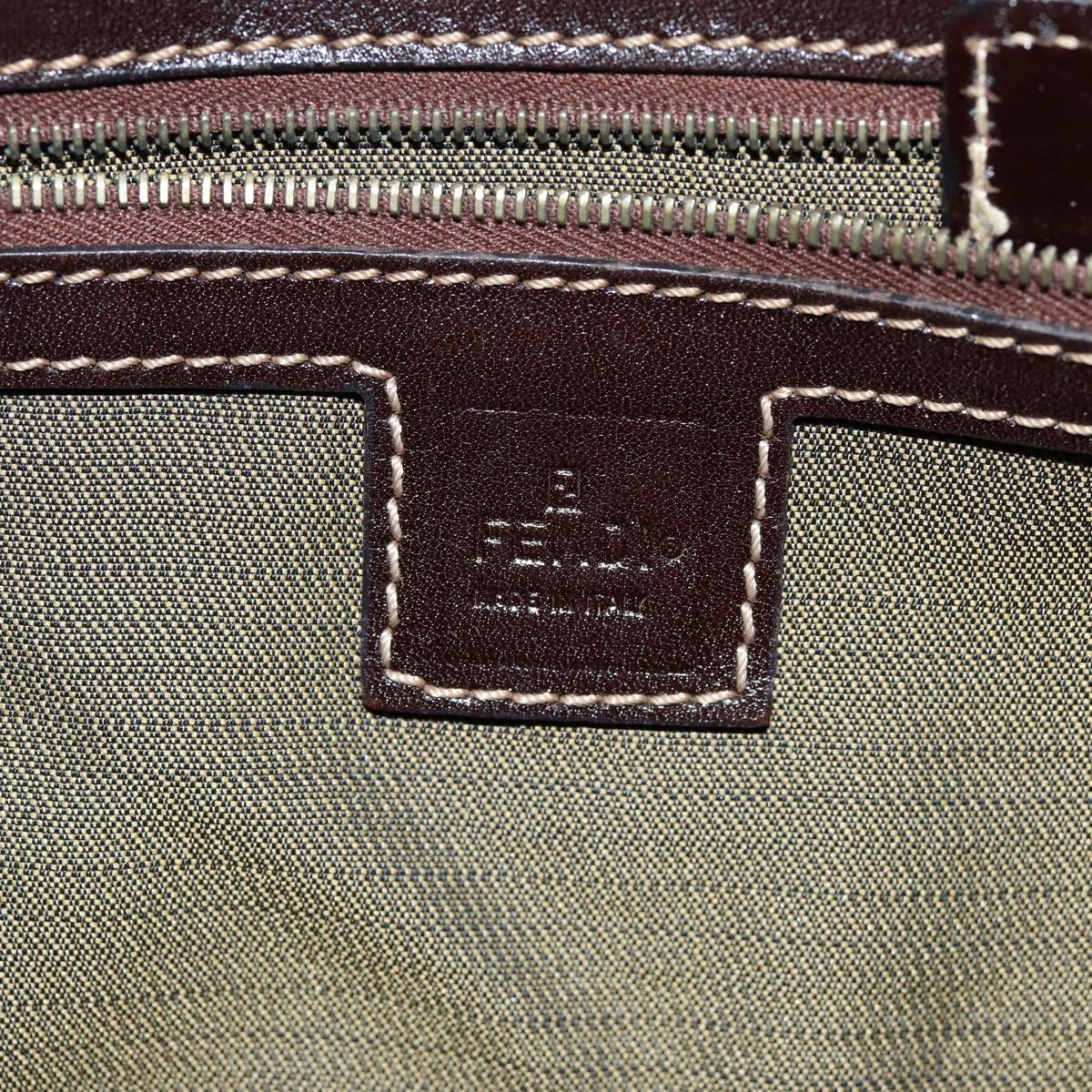 FENDI Zucca Canvas Hand Bag Black Brown 76007