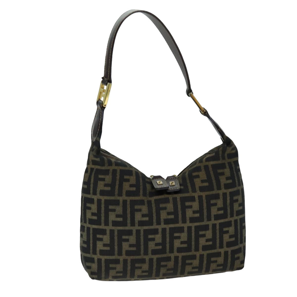 FENDI Zucca Canvas Hand Bag Black Brown 76007