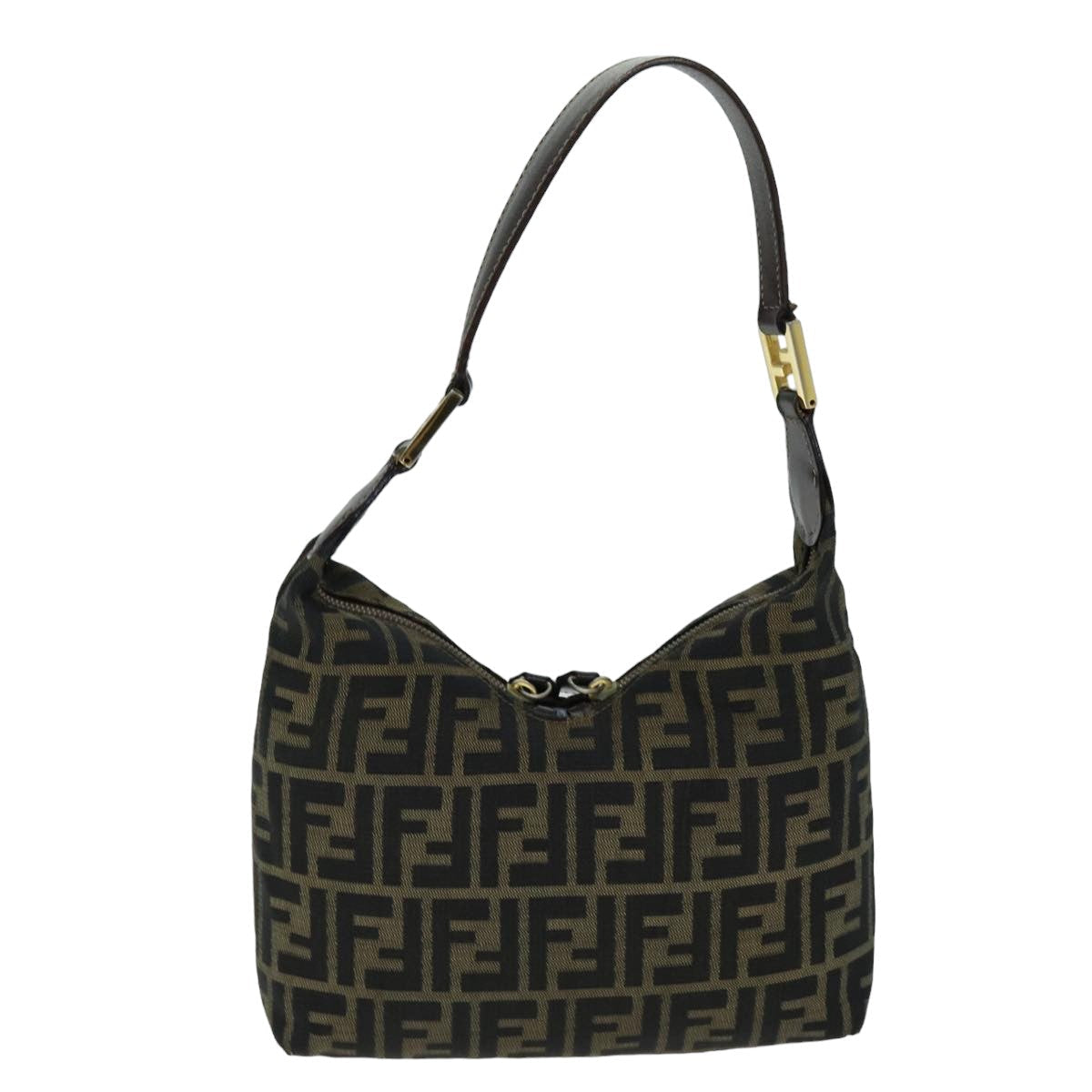 FENDI Zucca Canvas Hand Bag Black Brown 76007