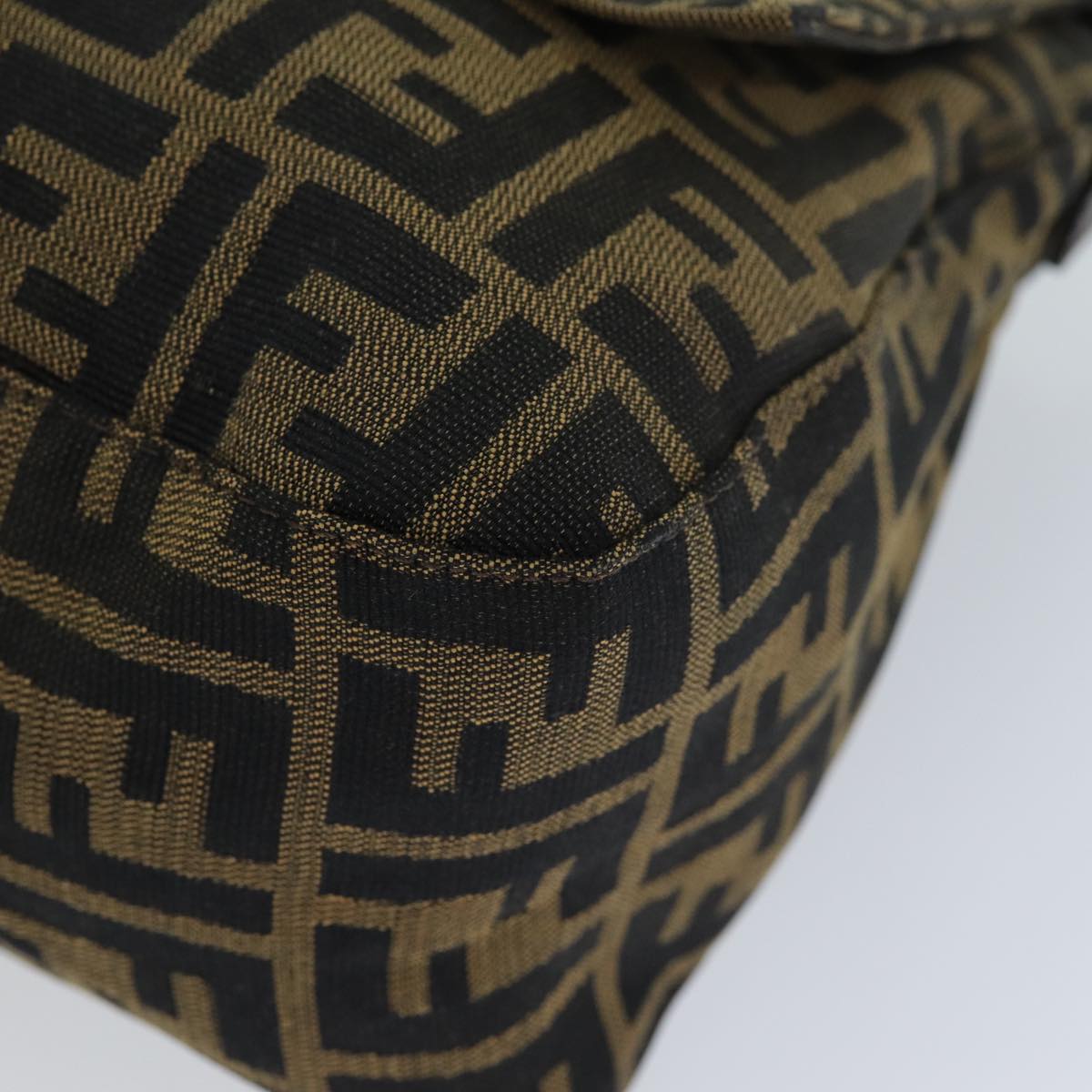 FENDI Zucca Canvas Mamma Baguette Shoulder Bag Black Brown 76009
