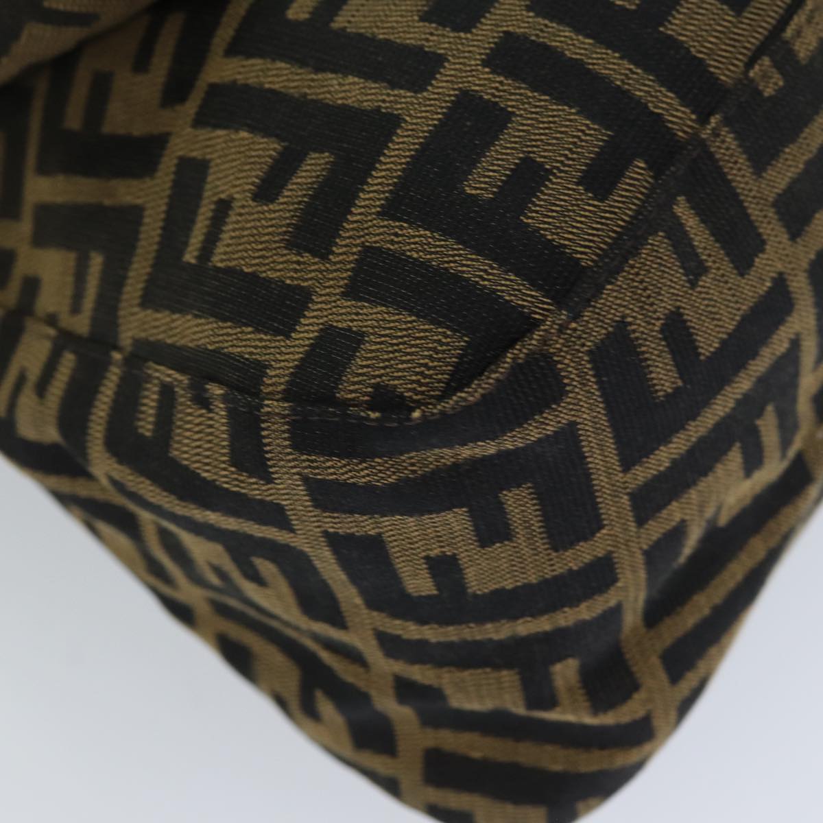 FENDI Zucca Canvas Mamma Baguette Shoulder Bag Black Brown 76009