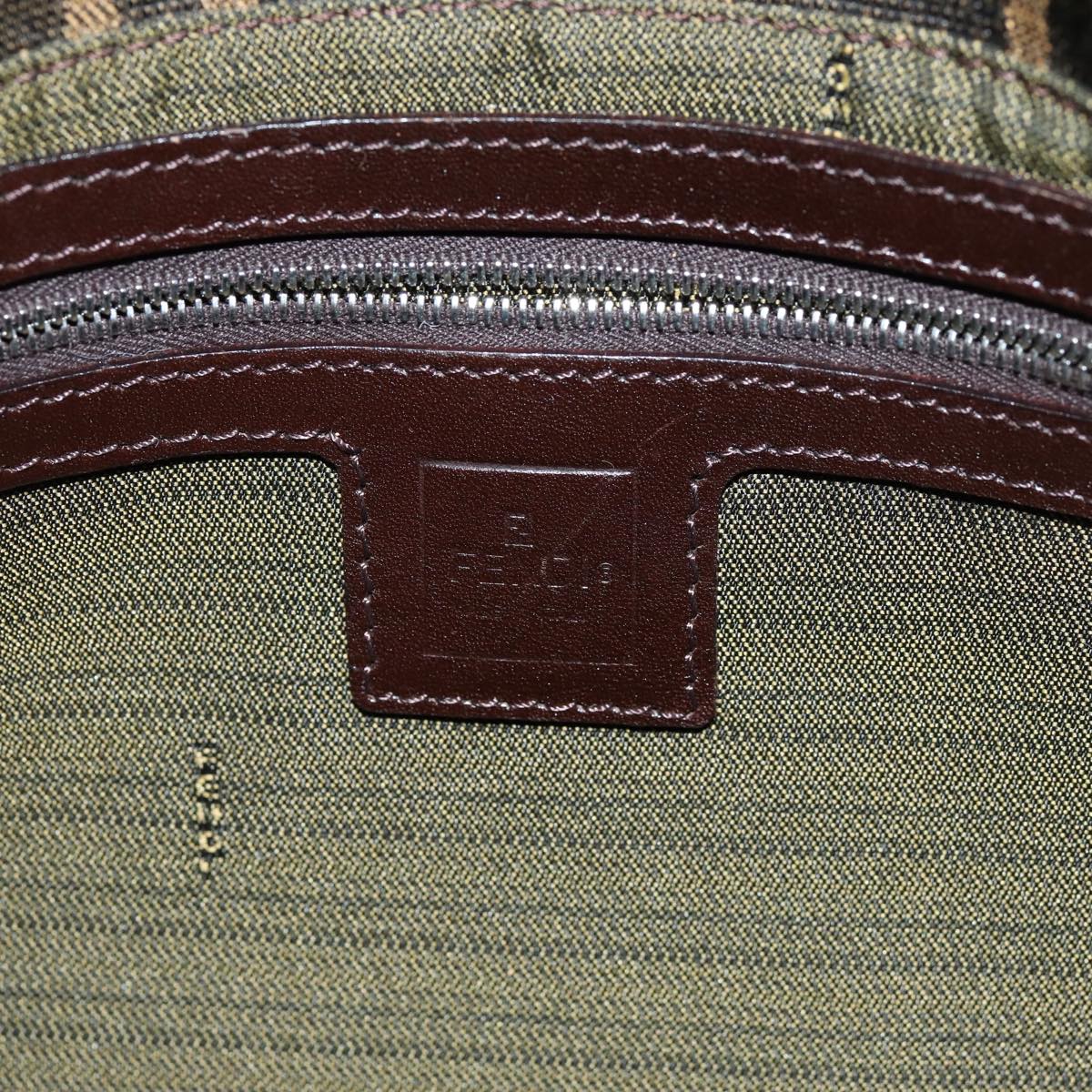 FENDI Zucca Canvas Mamma Baguette Shoulder Bag Black Brown 76009