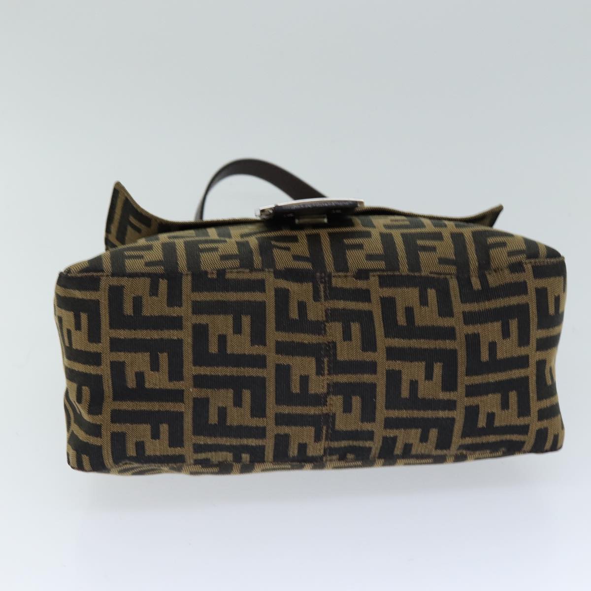 FENDI Zucca Canvas Mamma Baguette Shoulder Bag Black Brown 76009