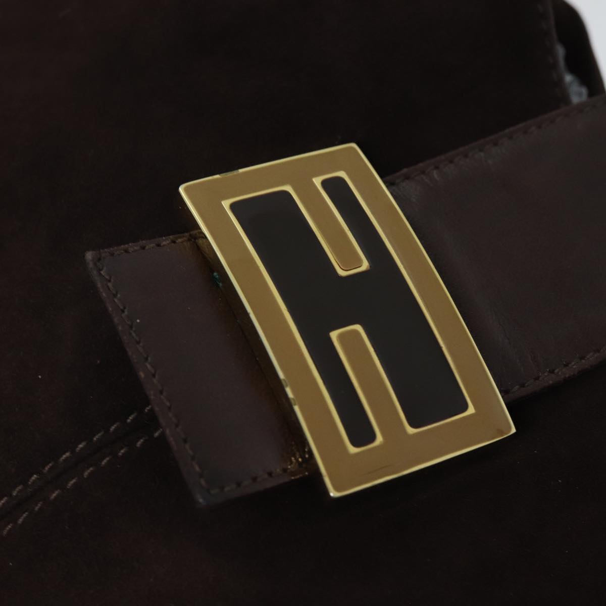 FENDI Mamma Baguette Shoulder Bag Suede Brown 76015
