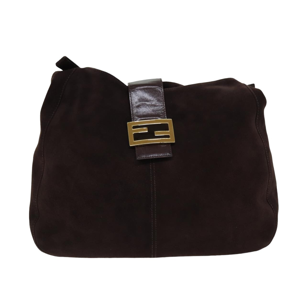 FENDI Mamma Baguette Shoulder Bag Suede Brown 76015