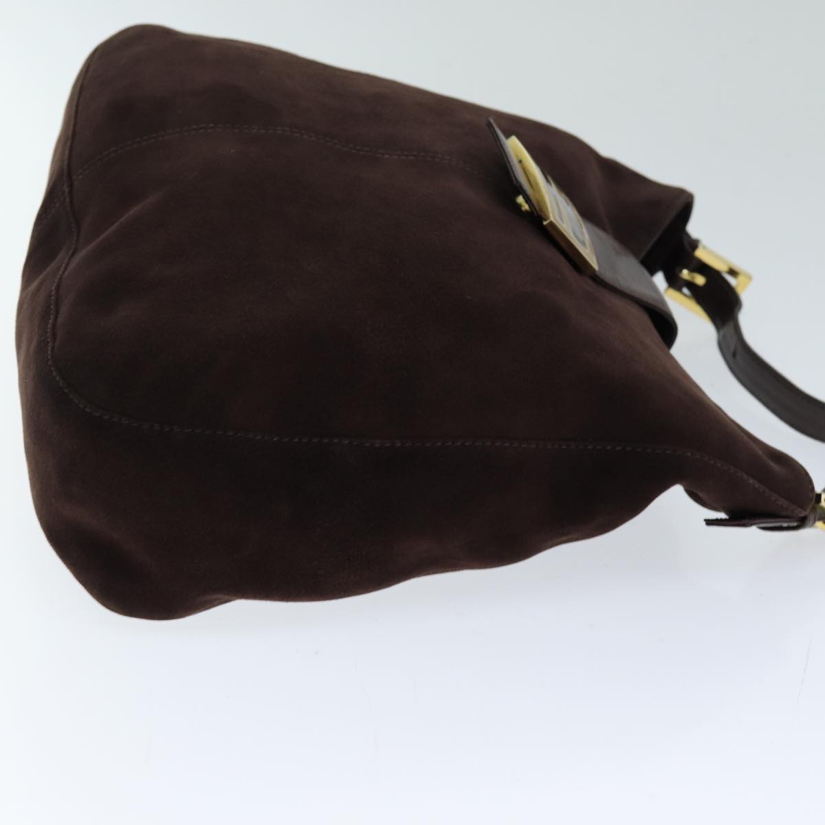 FENDI Mamma Baguette Shoulder Bag Suede Brown 76015