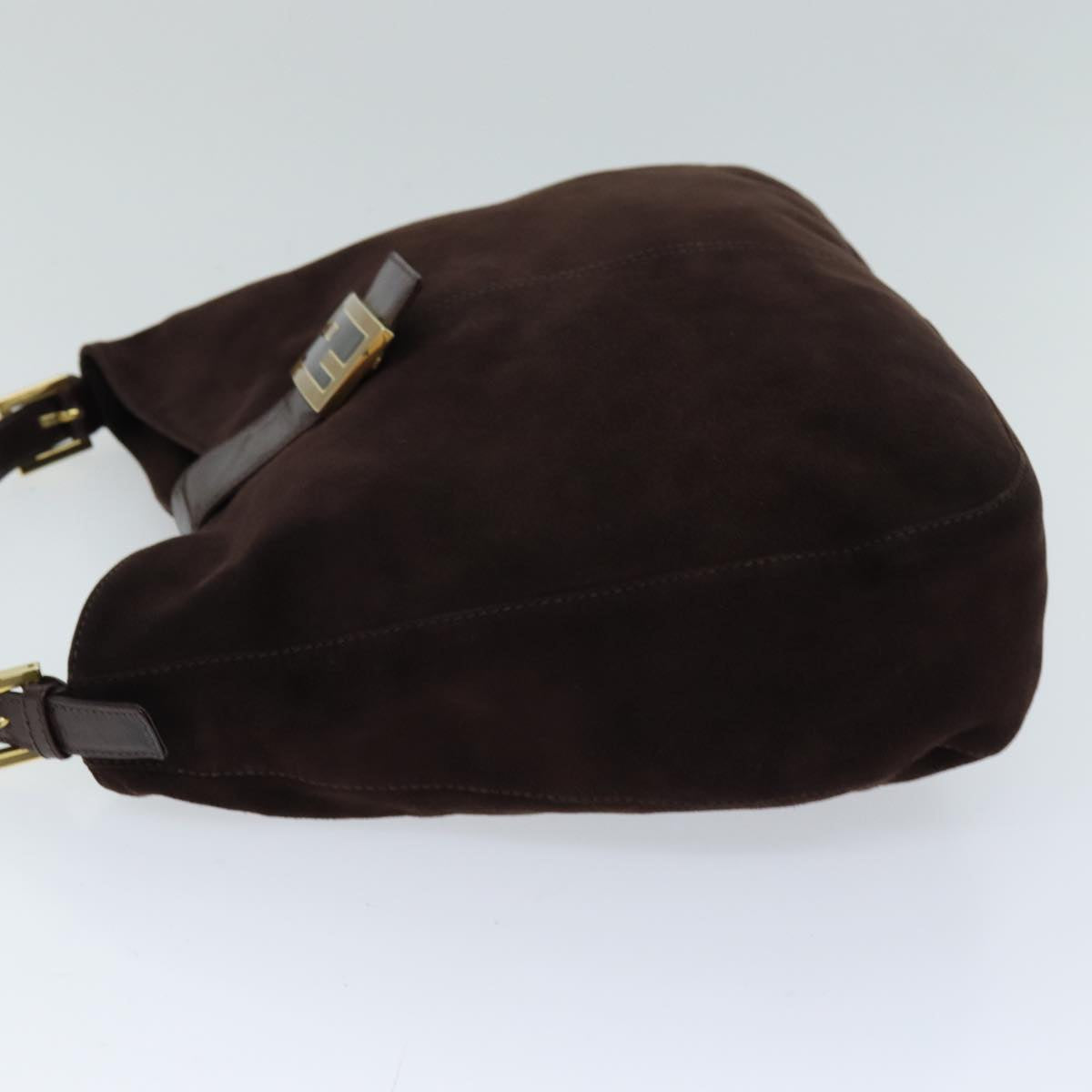 FENDI Mamma Baguette Shoulder Bag Suede Brown 76015