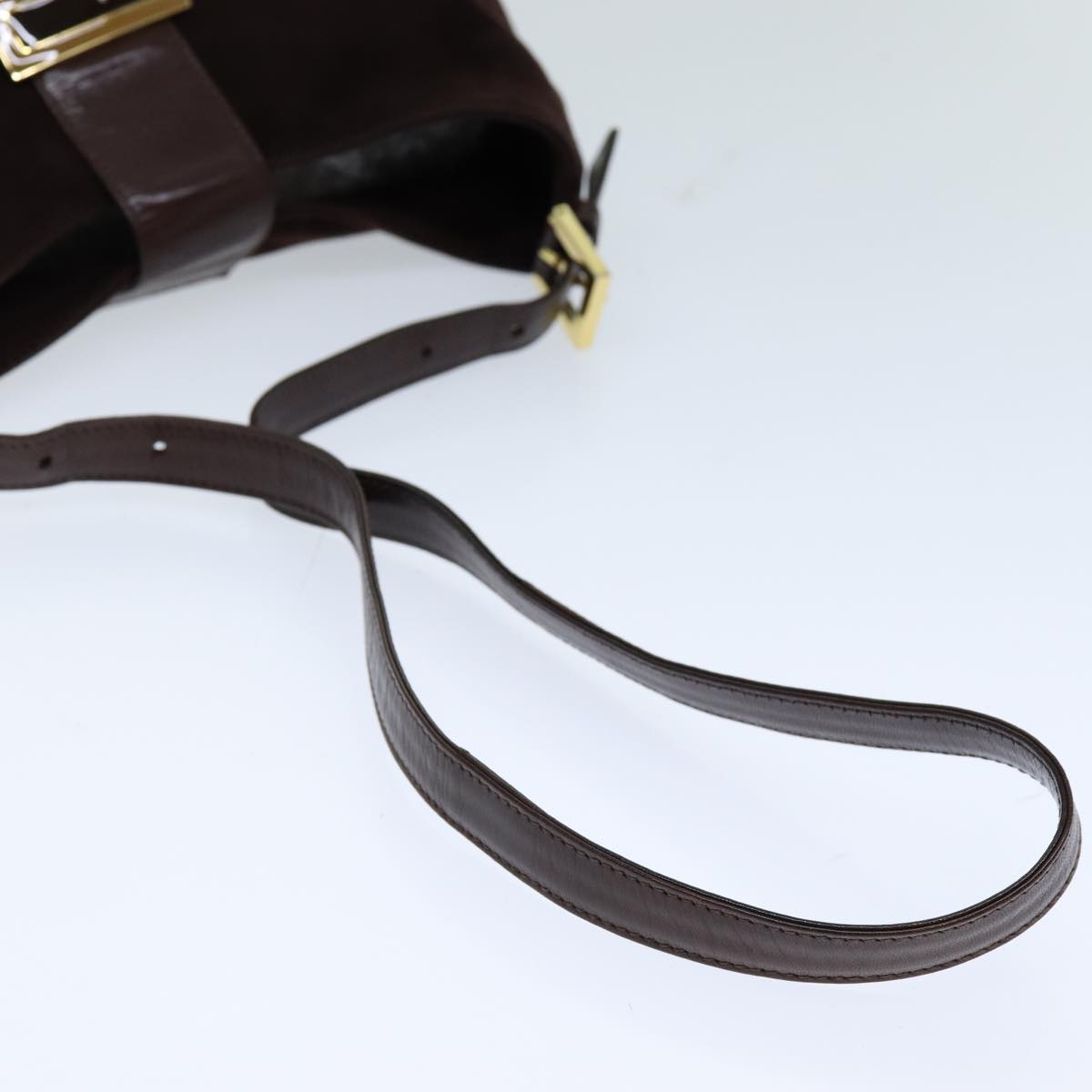 FENDI Mamma Baguette Shoulder Bag Suede Brown 76015