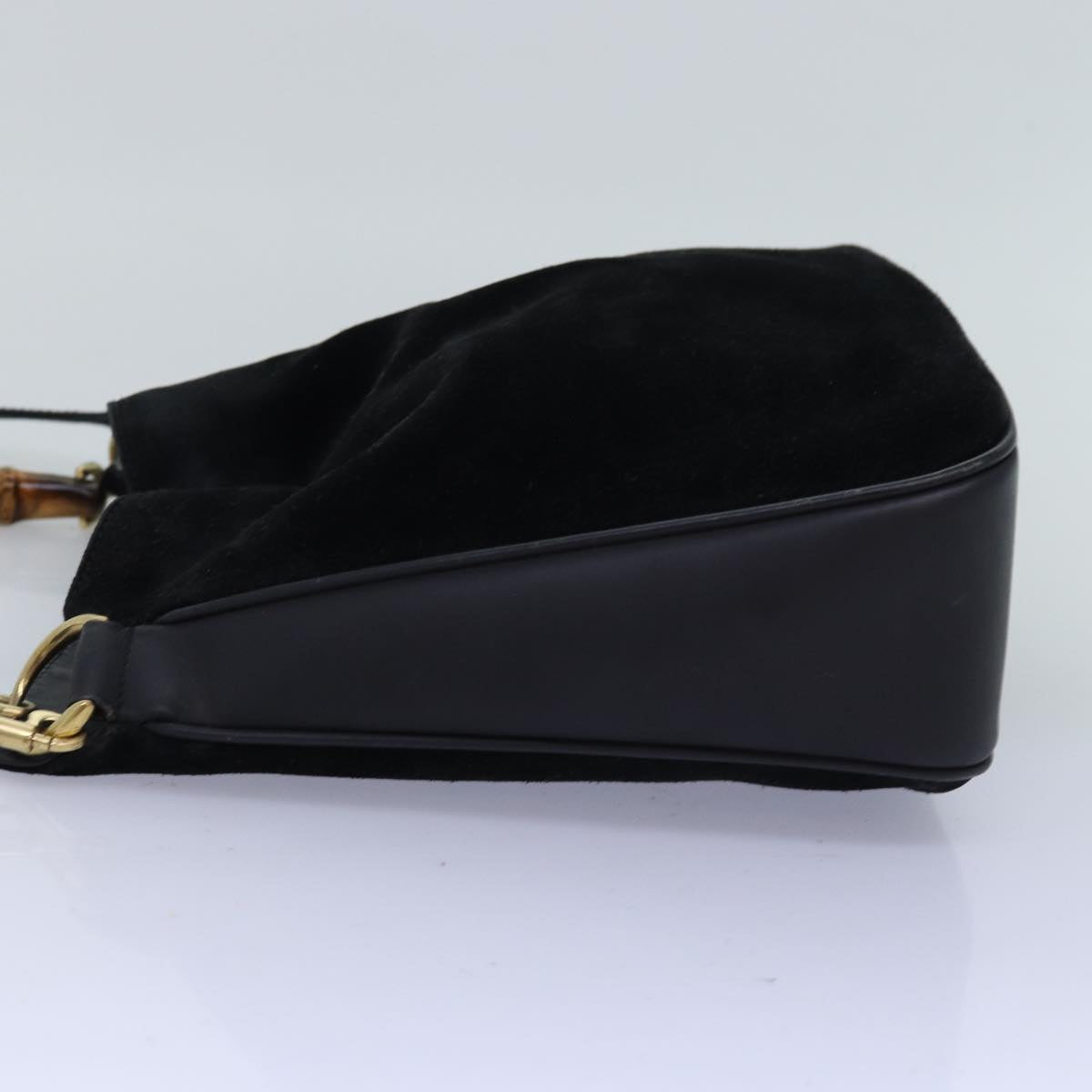 GUCCI Bamboo Shoulder Bag Suede 2way Black 001 1705 1638 76025