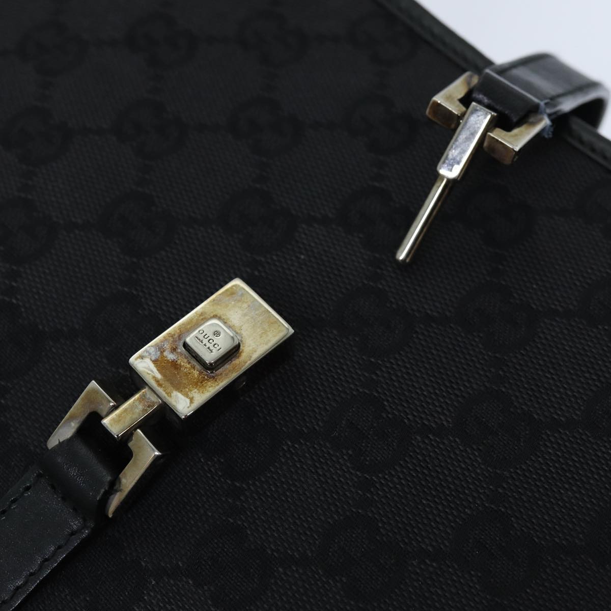 GUCCI Jackie GG Canvas Hand Bag Black 002 1065 76094