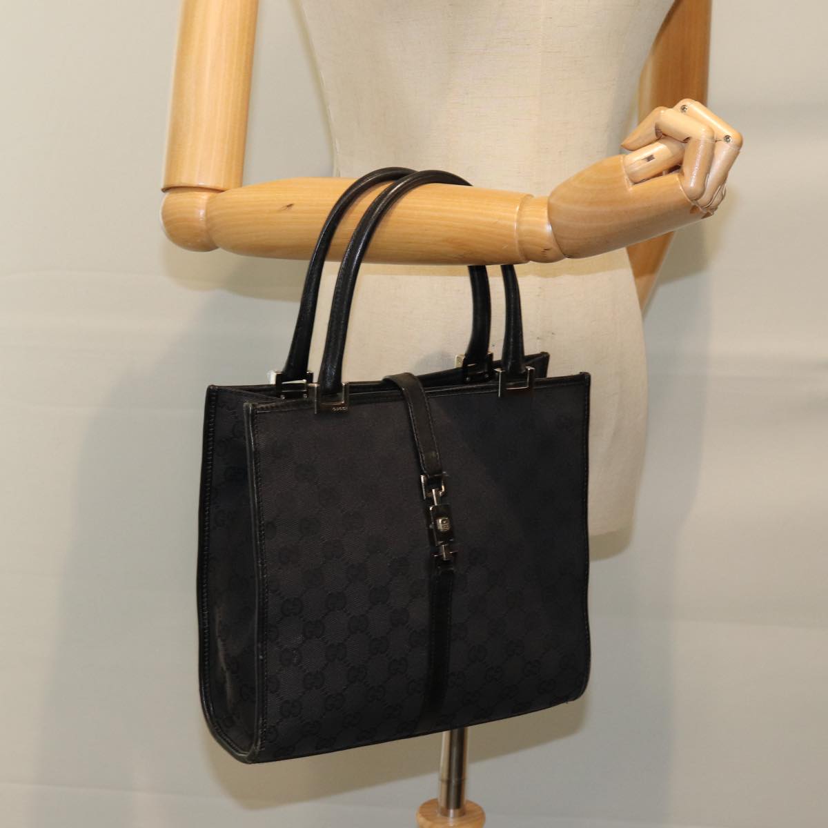 GUCCI Jackie GG Canvas Hand Bag Black 002 1065 76094