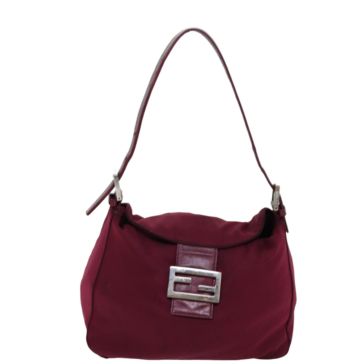 FENDI Mamma Baguette Shoulder Bag Nylon Bordeaux 76102