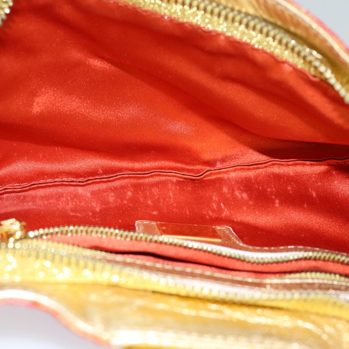FENDI Mamma Baguette Shoulder Bag Canvas Red 76103