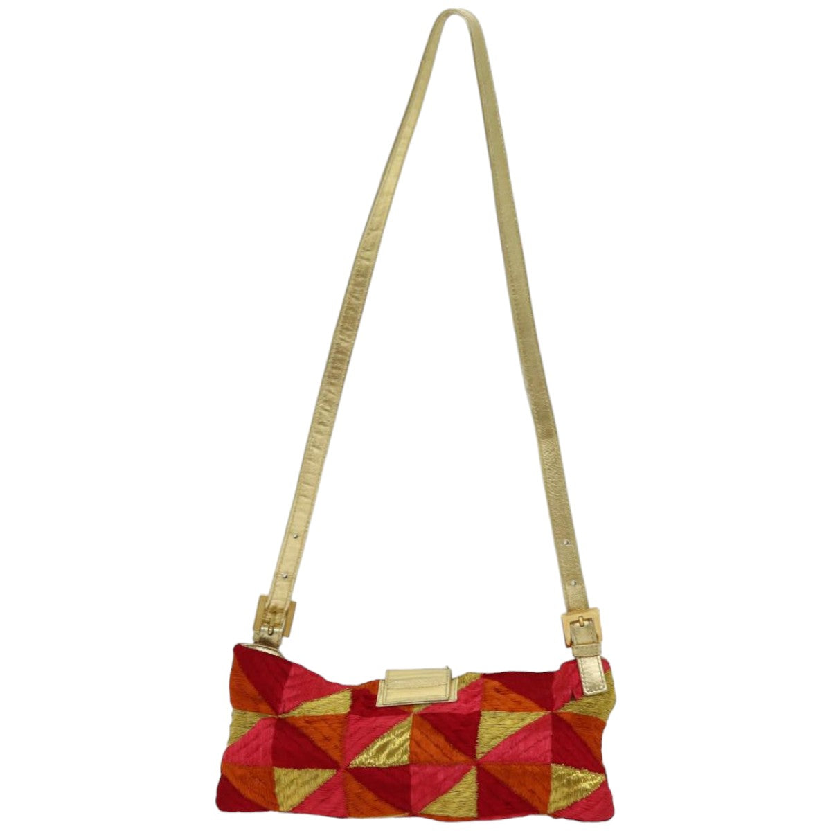 FENDI Mamma Baguette Shoulder Bag Canvas Red 76103