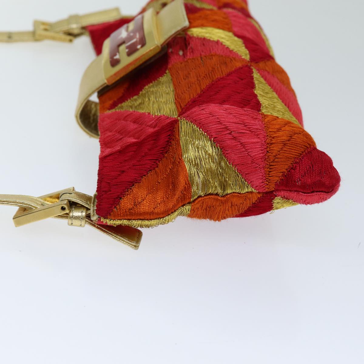 FENDI Mamma Baguette Shoulder Bag Canvas Red 76103