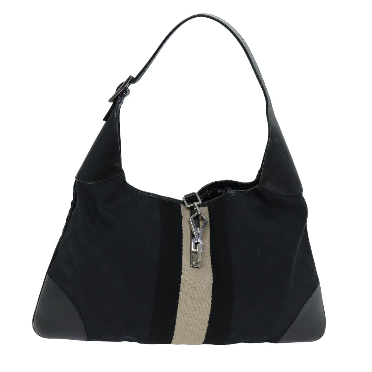GUCCI GG Canvas Jackie Shoulder Bag Black 0014075 76114
