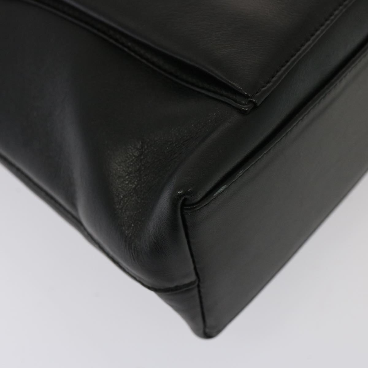 GUCCI Bamboo Hand Bag Leather 2way Black 76118