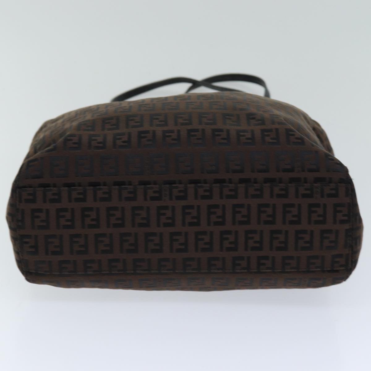 FENDI Zucchino Canvas Tote Bag Brown Black 76132