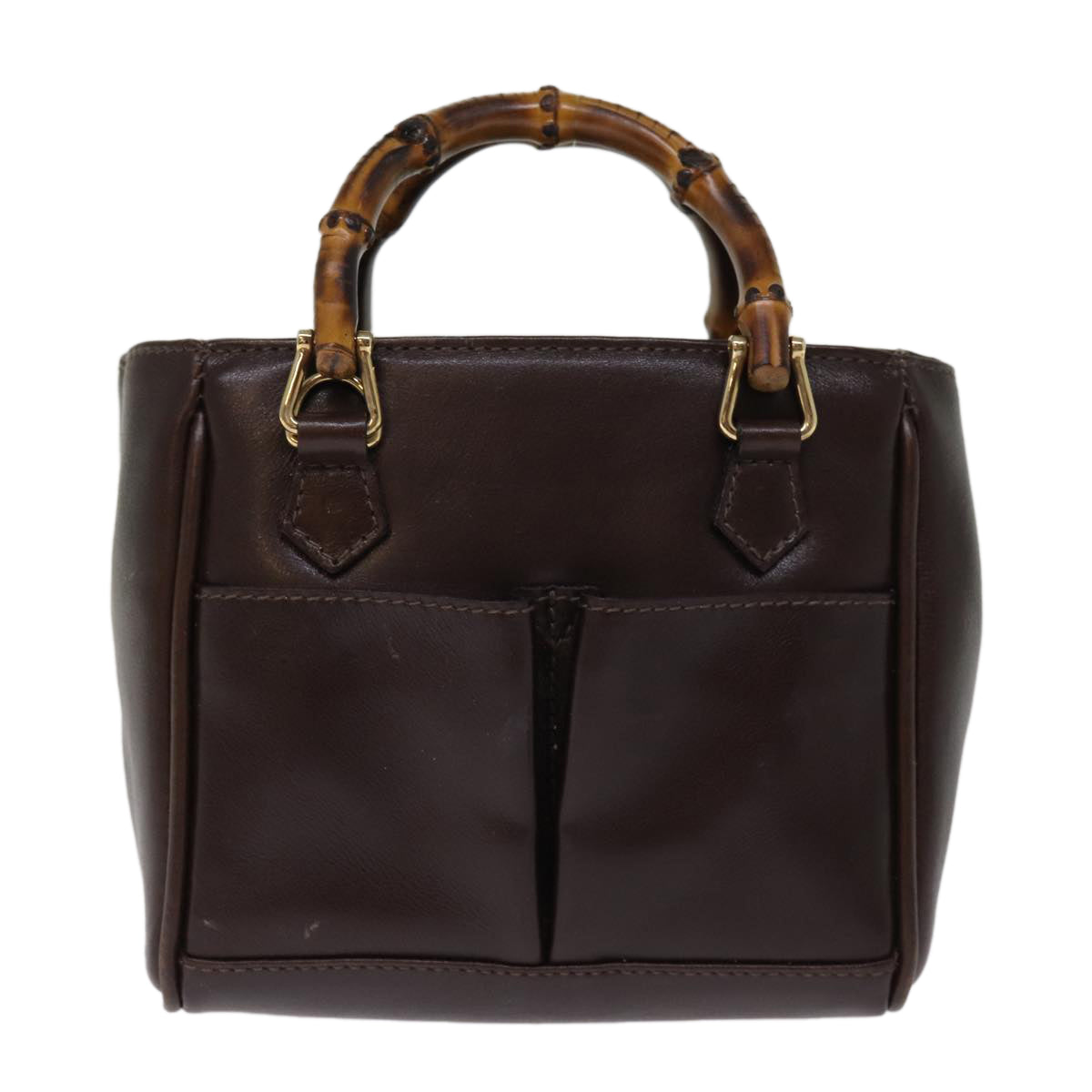 GUCCI Bamboo Hand Bag Leather 2way Brown 007 1793 0238 76157