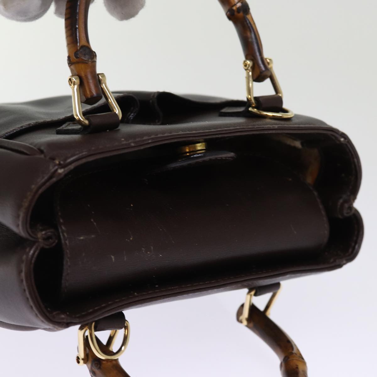 GUCCI Bamboo Hand Bag Leather 2way Brown 007 1793 0238 76157