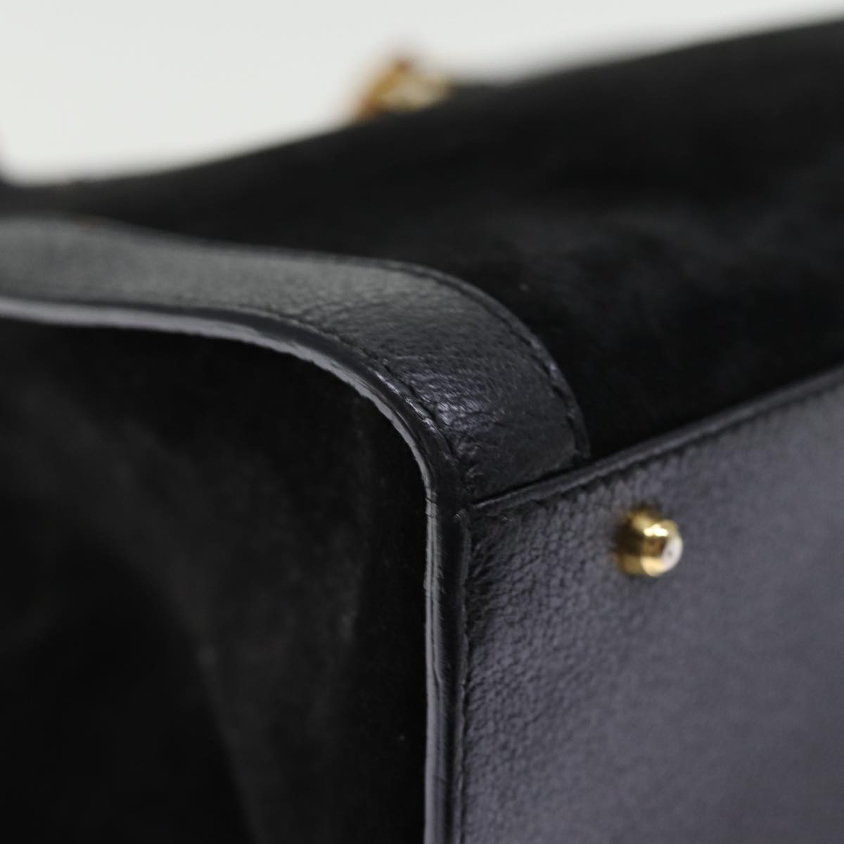 GUCCI Bamboo Hand Bag Suede Leather Black 002 1186 0260 76161