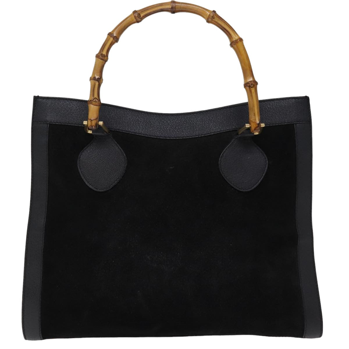 GUCCI Bamboo Hand Bag Suede Leather Black 002 1186 0260 76161