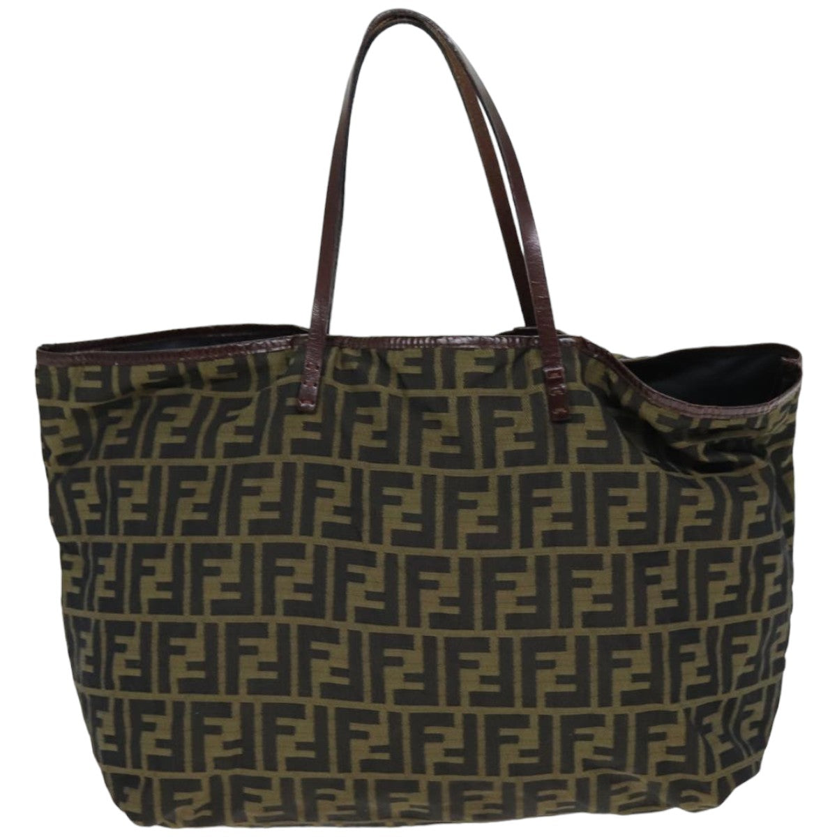 FENDI Zucca Canvas Tote Bag Black Brown 76181