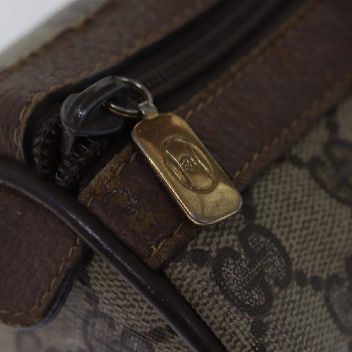GUCCI GG Supreme Web Sherry Line Hand Bag PVC Beige Red 40 02 006 76193