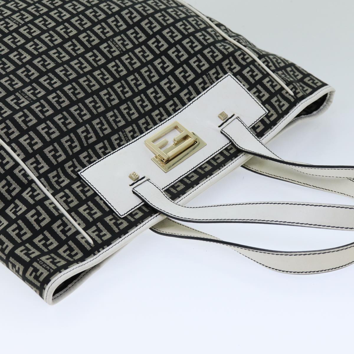 FENDI Zucchino Canvas Tote Bag Black 76206