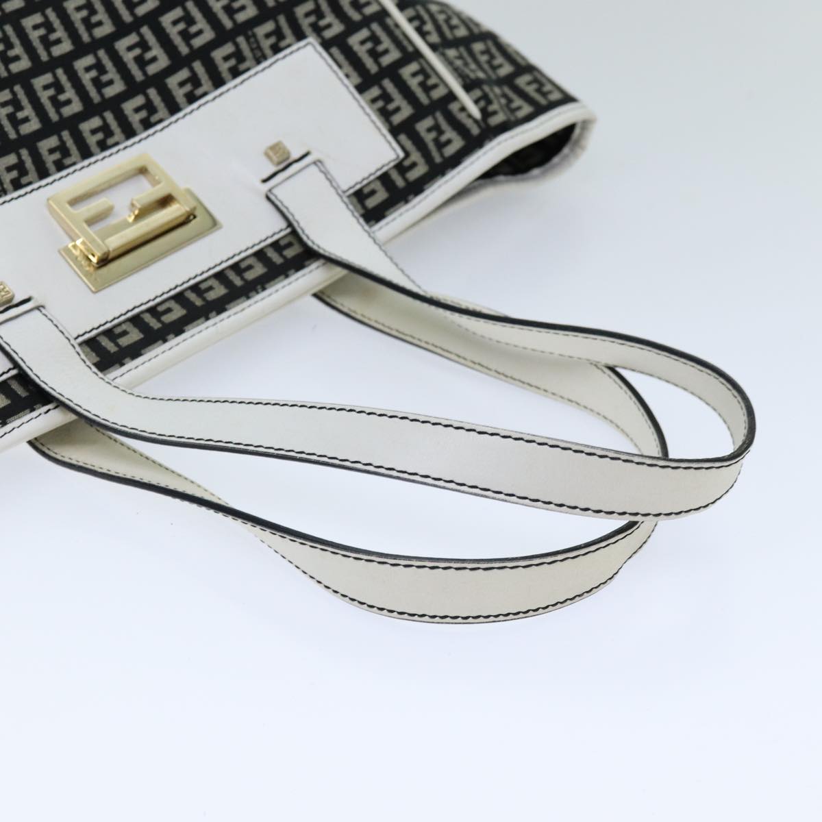 FENDI Zucchino Canvas Tote Bag Black 76206