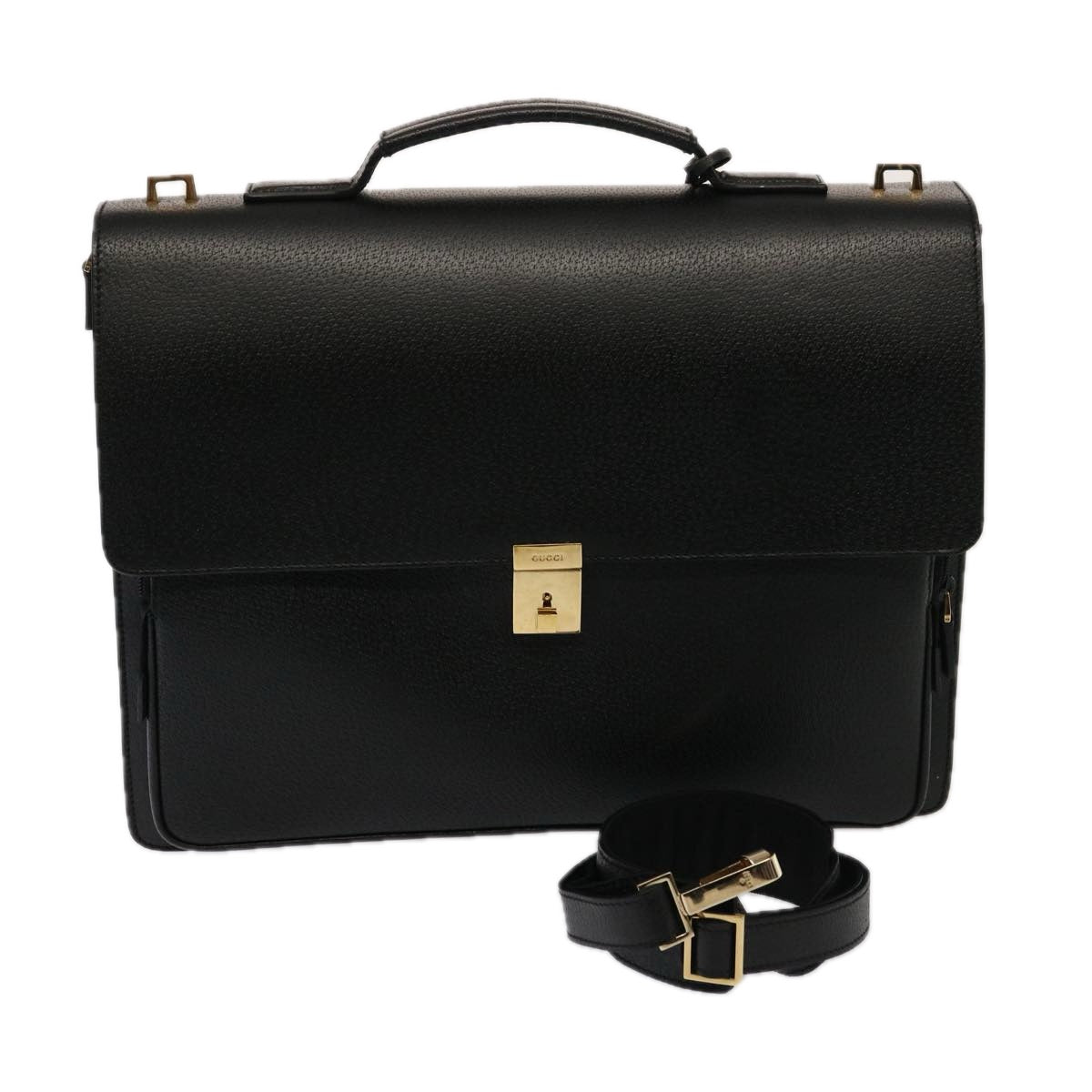 GUCCI Business Bag Leather Outlet 2way Black 76386